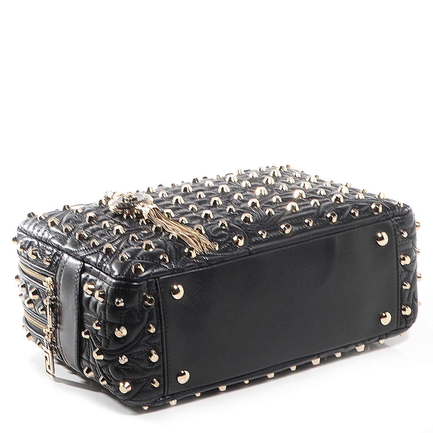 Barocco Quilted Leather Studded Vanitas Demetra Black