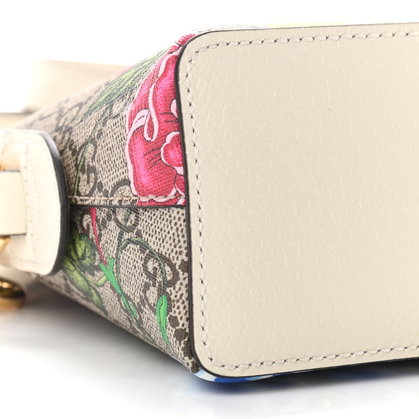 GG Supreme Monogram Flora Web GG Small Ophidia Dome Shoulder Bag White