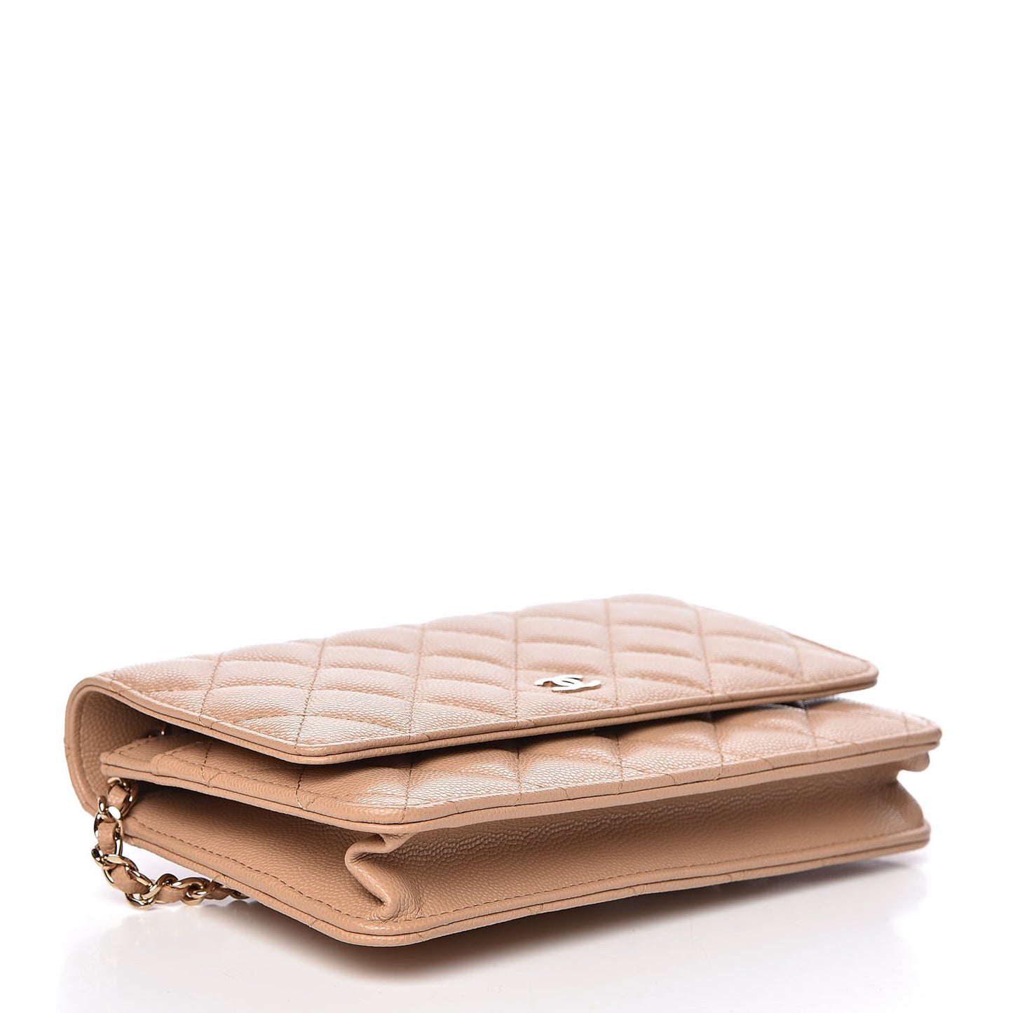 Caviar Quilted Wallet On Chain WOC Beige
