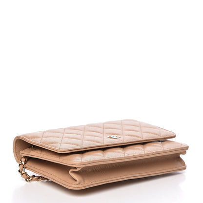 Chanel Caviar Quilted Wallet On Chain WOC Beige 4 of 11