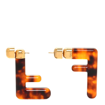 Fendi Plexiglass F Earrings Brown 1 of 5