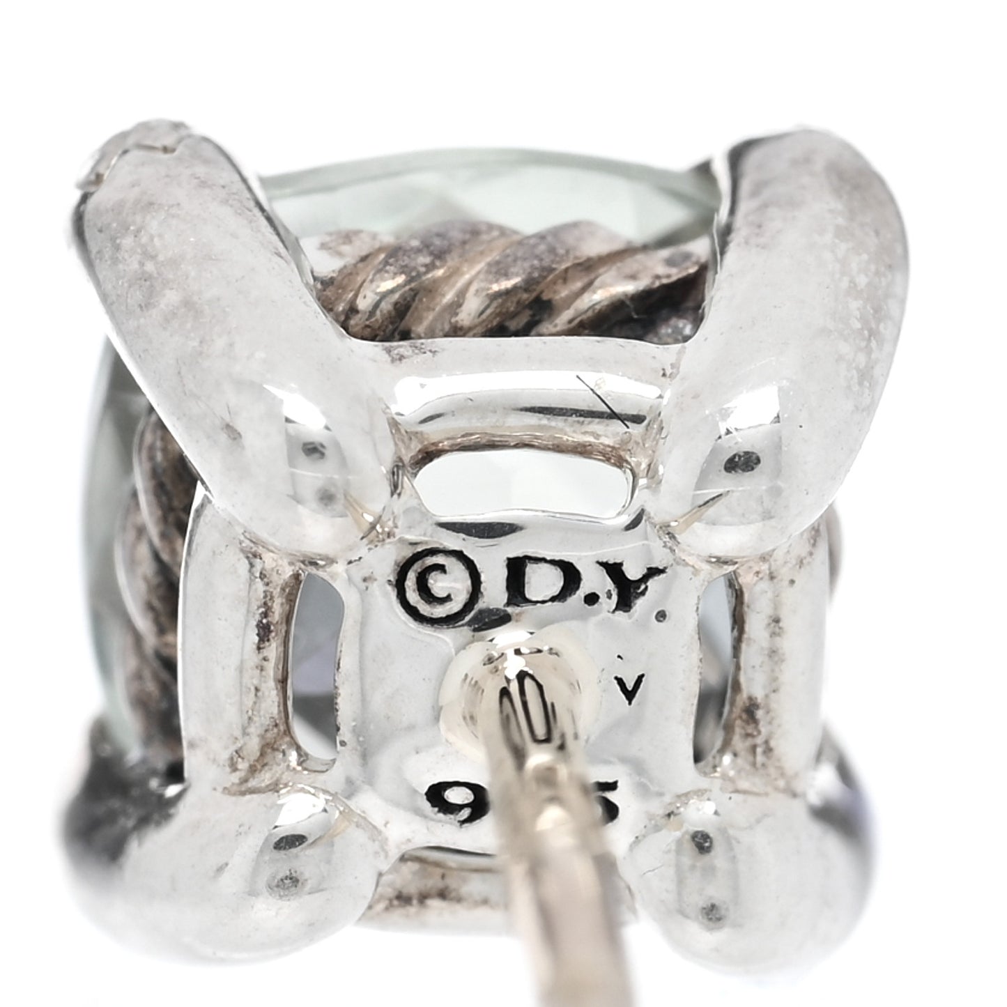 Sterling Silver Diamond Prasiolite 9mm Chatelaine Earrings