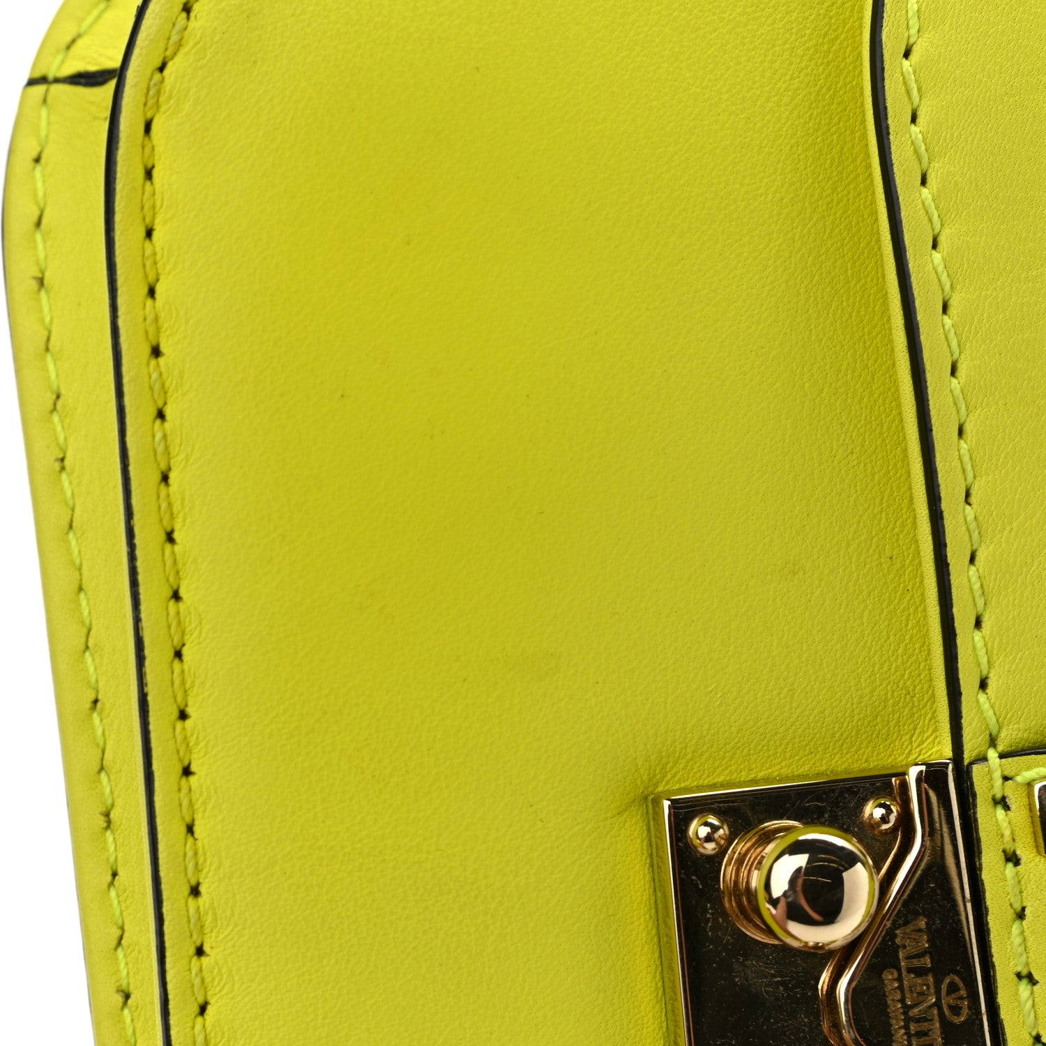 Valentino Garavani Vitello Small Glam Lock Rockstud Flap Neon Yellow 16 of 16