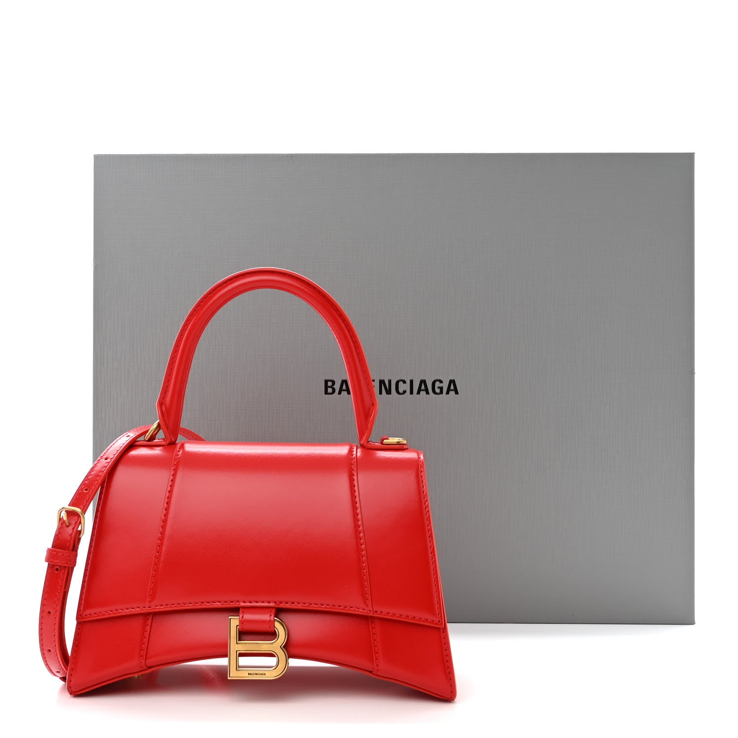 Balenciaga Shiny Box Calfskin Small Hourglass Top Handle Bag Bright Red 11 of 11