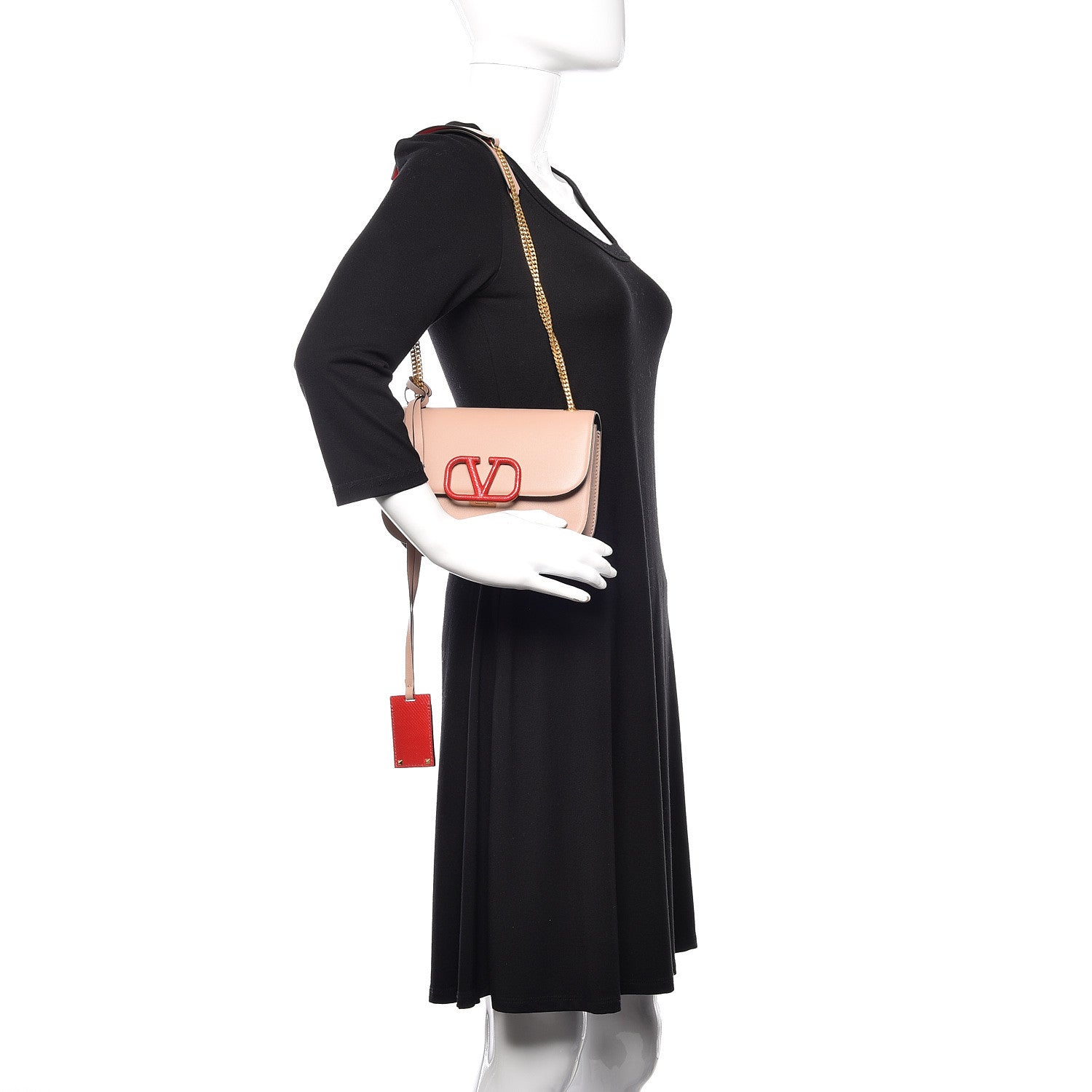 Valentino Garavani Smooth Calfskin Small VLock Shoulder Bag Poudre Rouge Pur 2 of 9