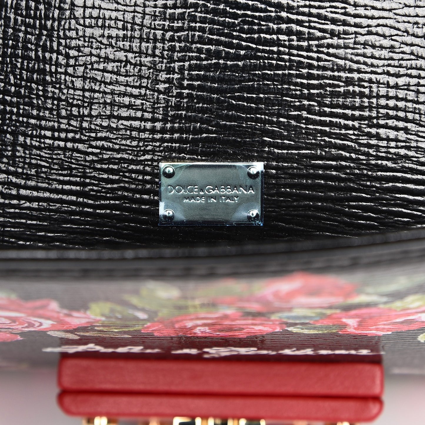 Grained Calfskin Printed Lucia Small Satchel Nero Black