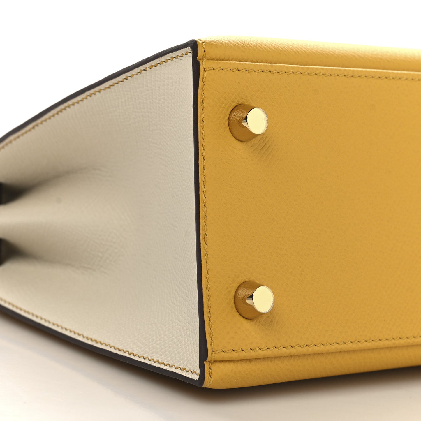 Epsom Bi-Color Horseshoe Kelly Sellier 25 Jaune Ambre Craie
