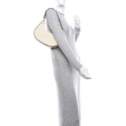 Celine Canvas Calfskin Ava Triomphe Shoulder Bag White 2 of 10