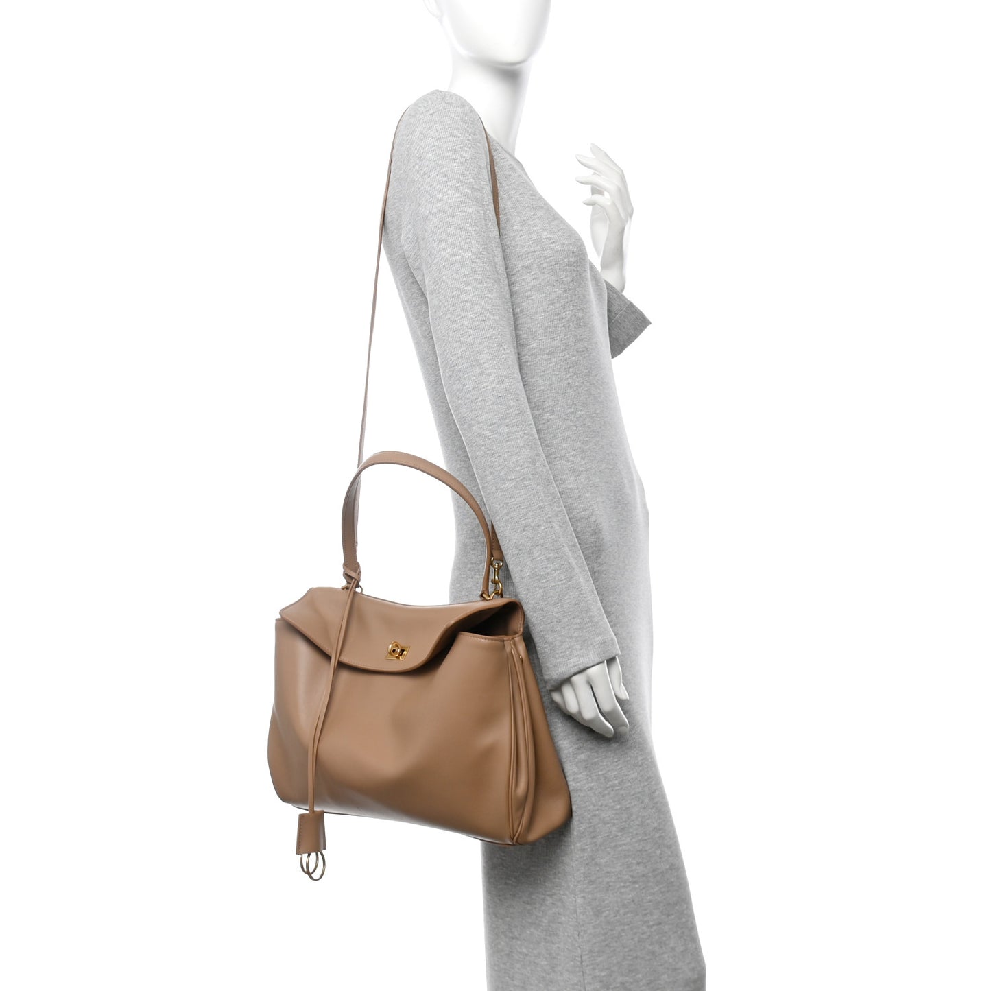 Smooth Calfskin Medium Rodeo Top Handle Handbag Latte