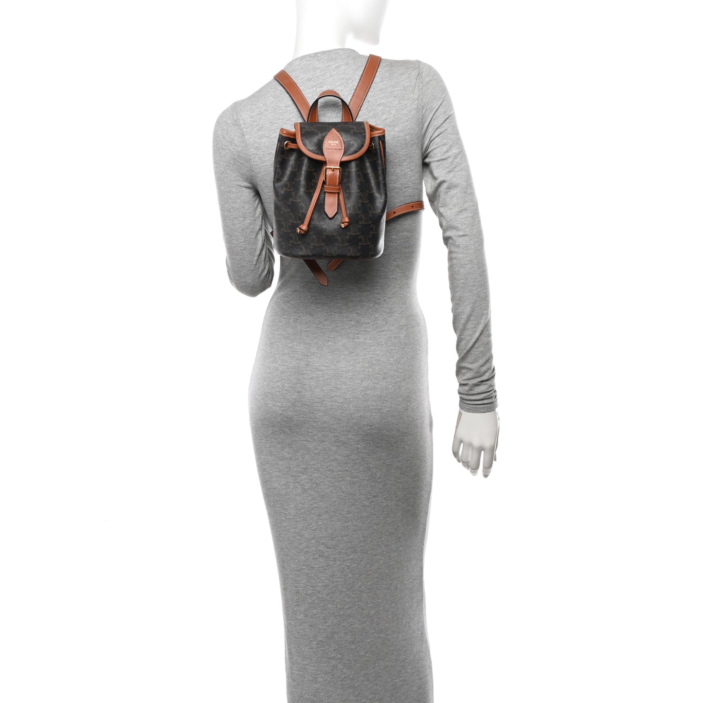 Triomphe Canvas Calfskin Mini Folco Backpack Tan