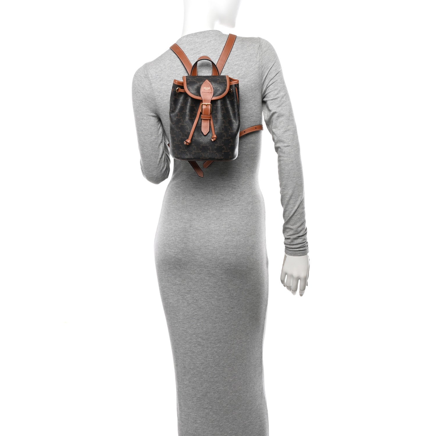 Celine Triomphe Canvas Calfskin Mini Folco Backpack Tan 2 of 11