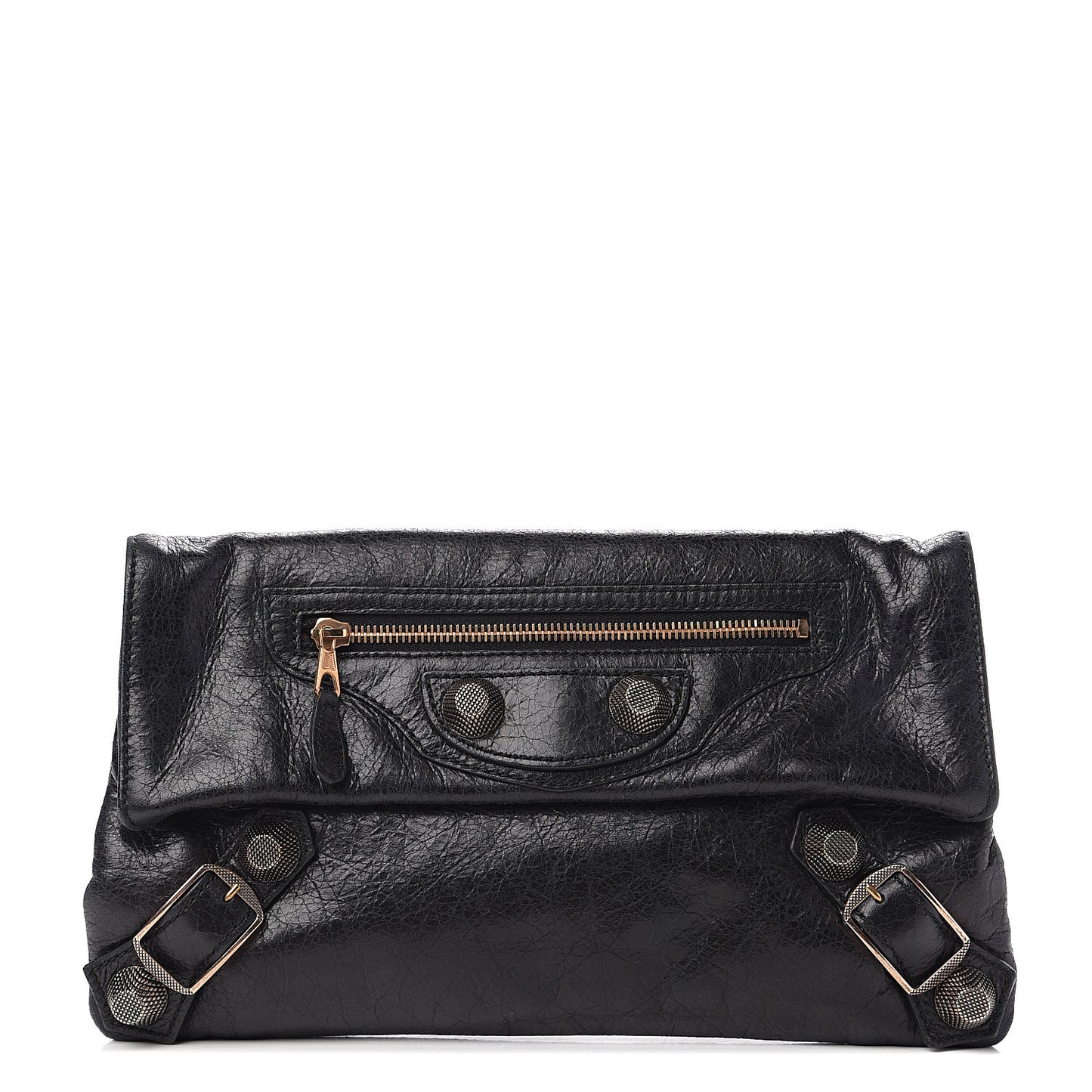 Agneau Giant 21 Rose Gold Hardware Envelope Clutch Black