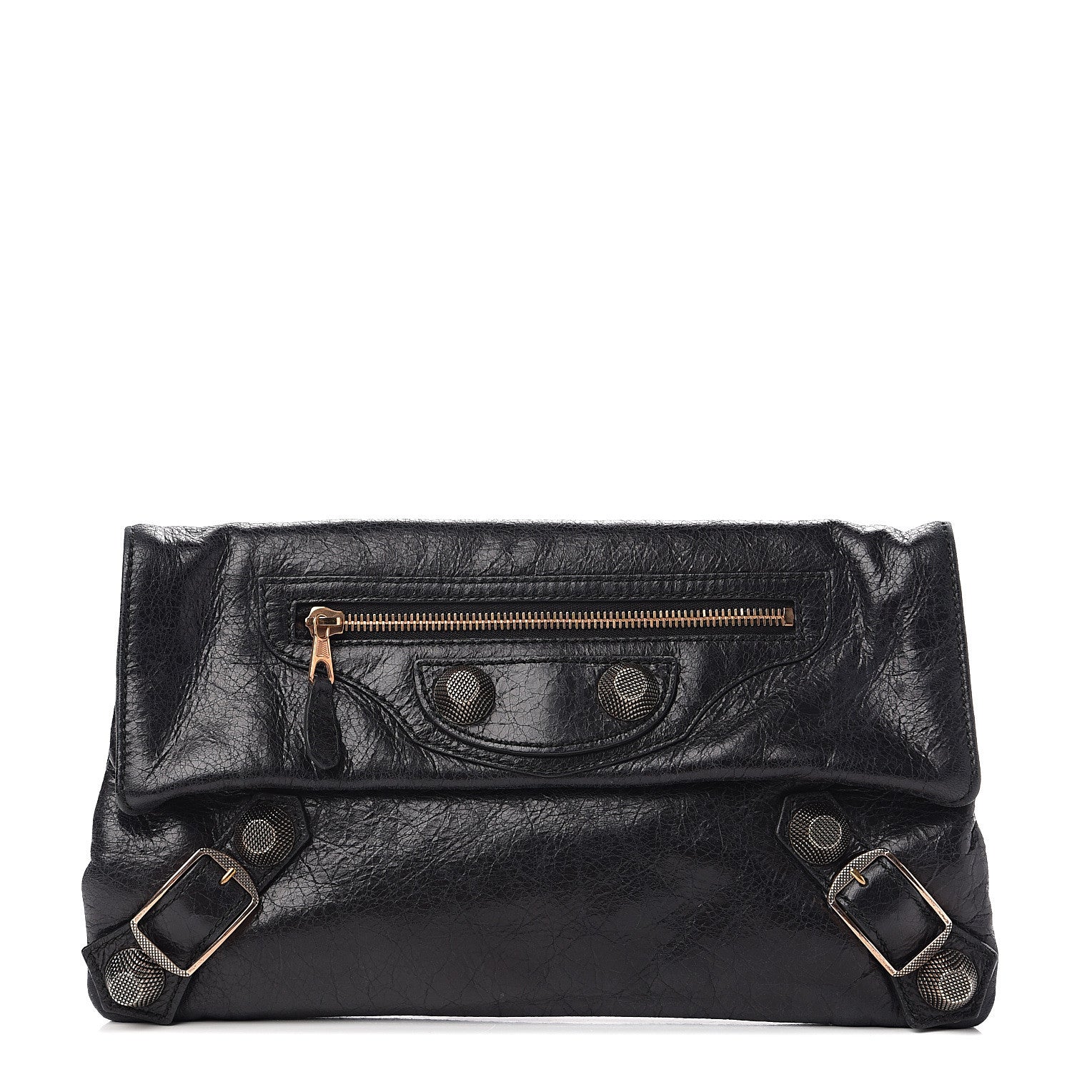 Balenciaga Agneau Giant 21 Rose Gold Hardware Envelope Clutch Black 1 of 8