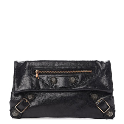 Balenciaga Agneau Giant 21 Rose Gold Hardware Envelope Clutch Black 1 of 8