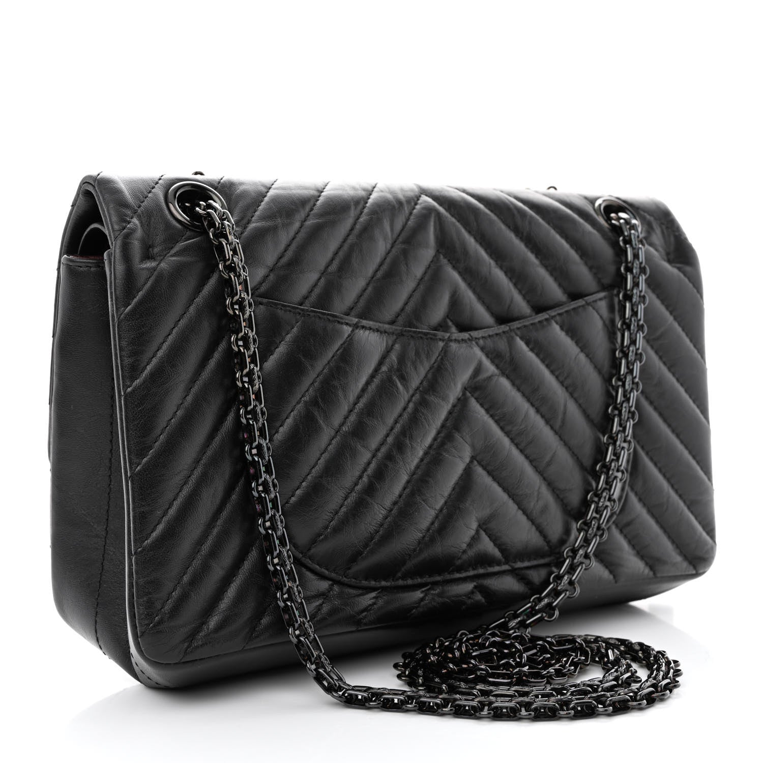 Chanel Aged Calfskin Chevron Quilted 2.55 Reissue 225 Flap So Black 3 of 14