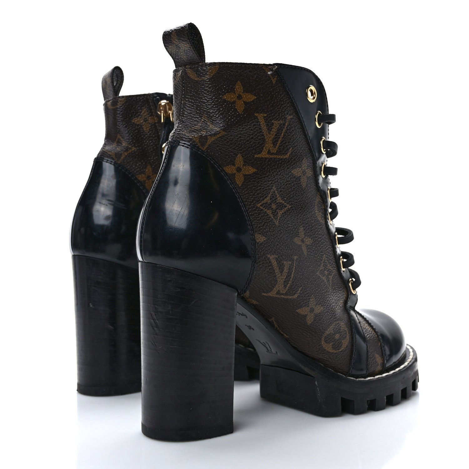 Louis Vuitton Patent Calfskin Monogram Star Trail Ankle Boots 36 Black 4 of 9