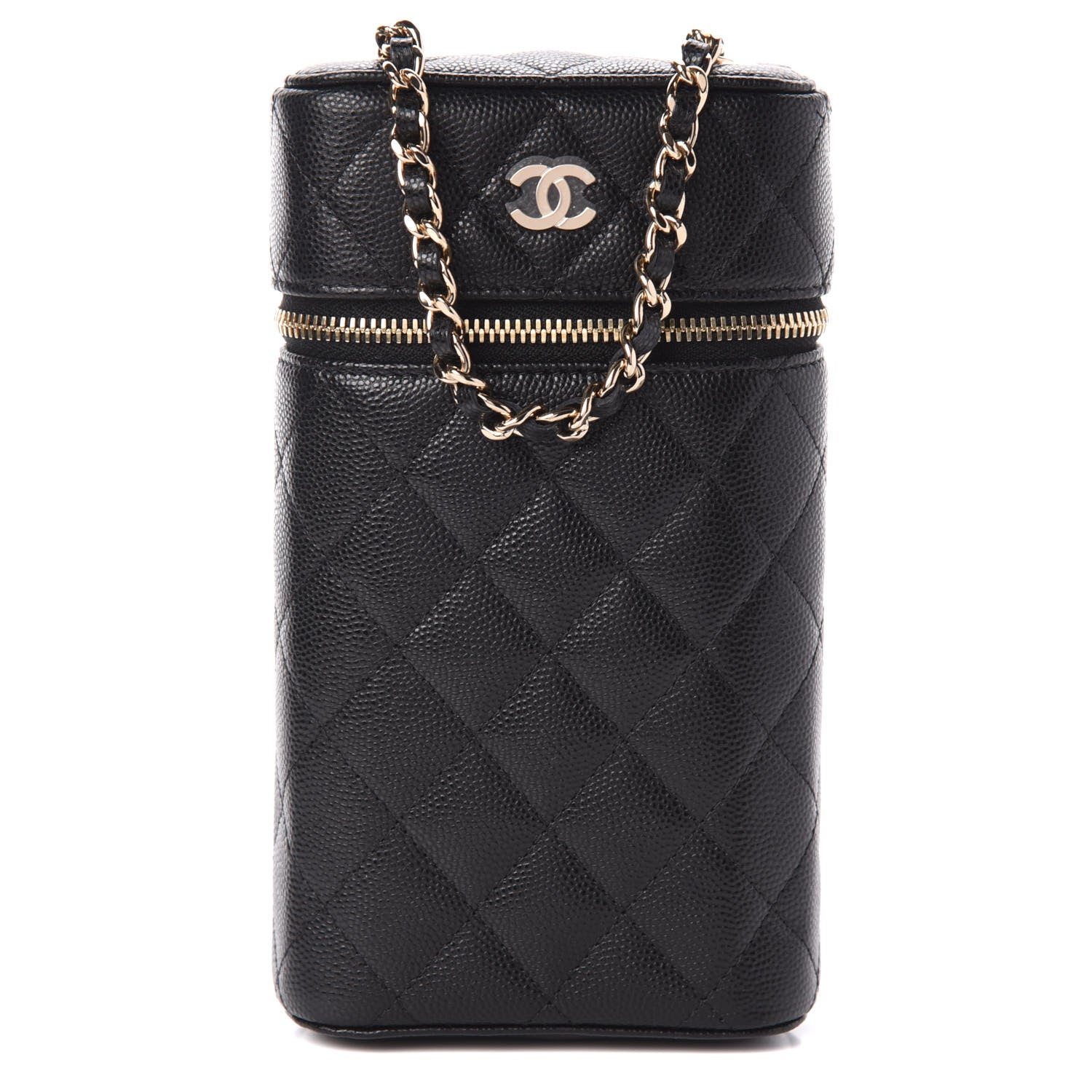 Chanel Caviar Quilted Phone Holder With Chain Black 1 of 10
