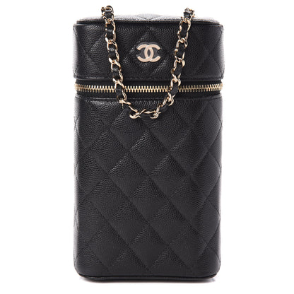 Chanel Caviar Quilted Phone Holder With Chain Black 1 of 10