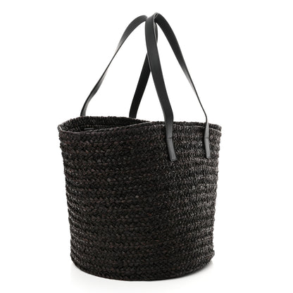 Saint Laurent Raffia Calfskin Medium Panier Tote Dark Brown 3 of 10