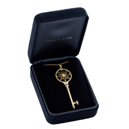 Tiffany 18K Yellow Gold Diamond Citrine Daisy Key Pendant Necklace 5 of 5