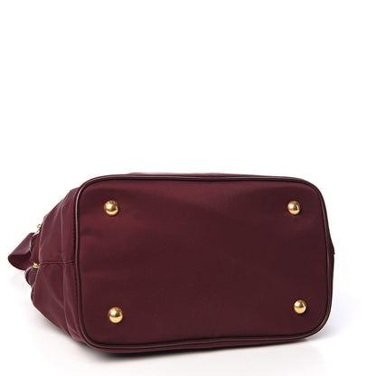 Prada Tessuto Nylon Soft Calf Small Tote Granato 3 of 8