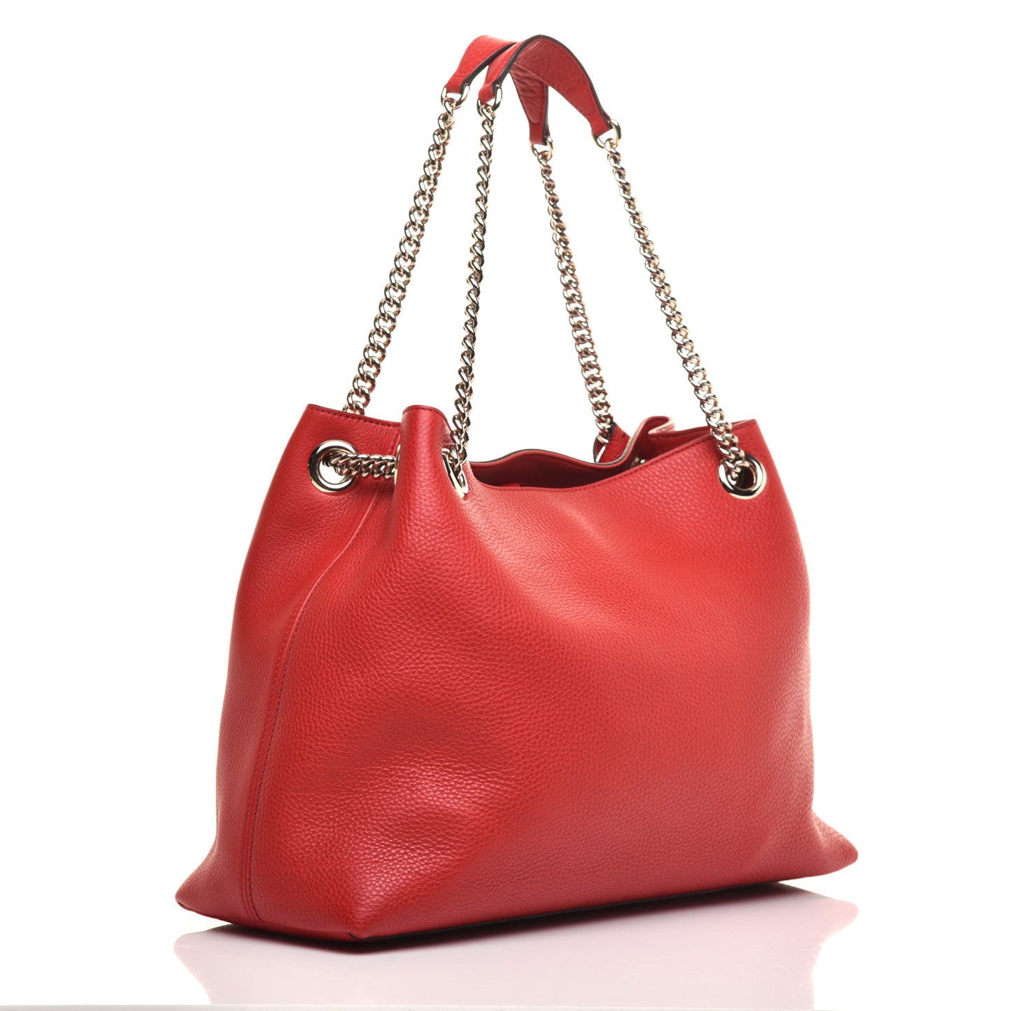 Pebbled Calfskin Medium Soho Chain Shoulder Bag Tabasco Red