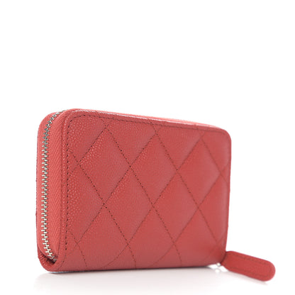 Chanel Caviar Quilted Zip Coin Purse Red 2 of 7