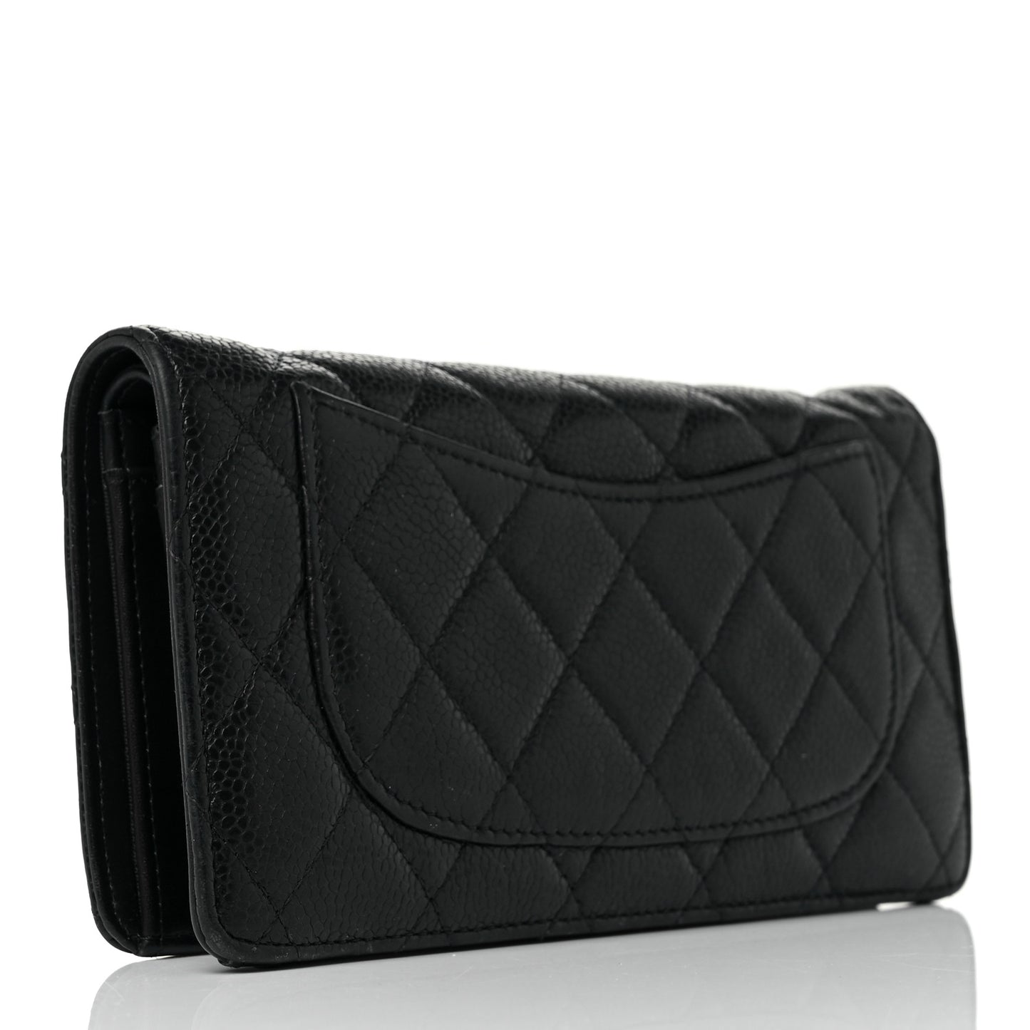 Caviar Quilted Yen Wallet Dark Blue