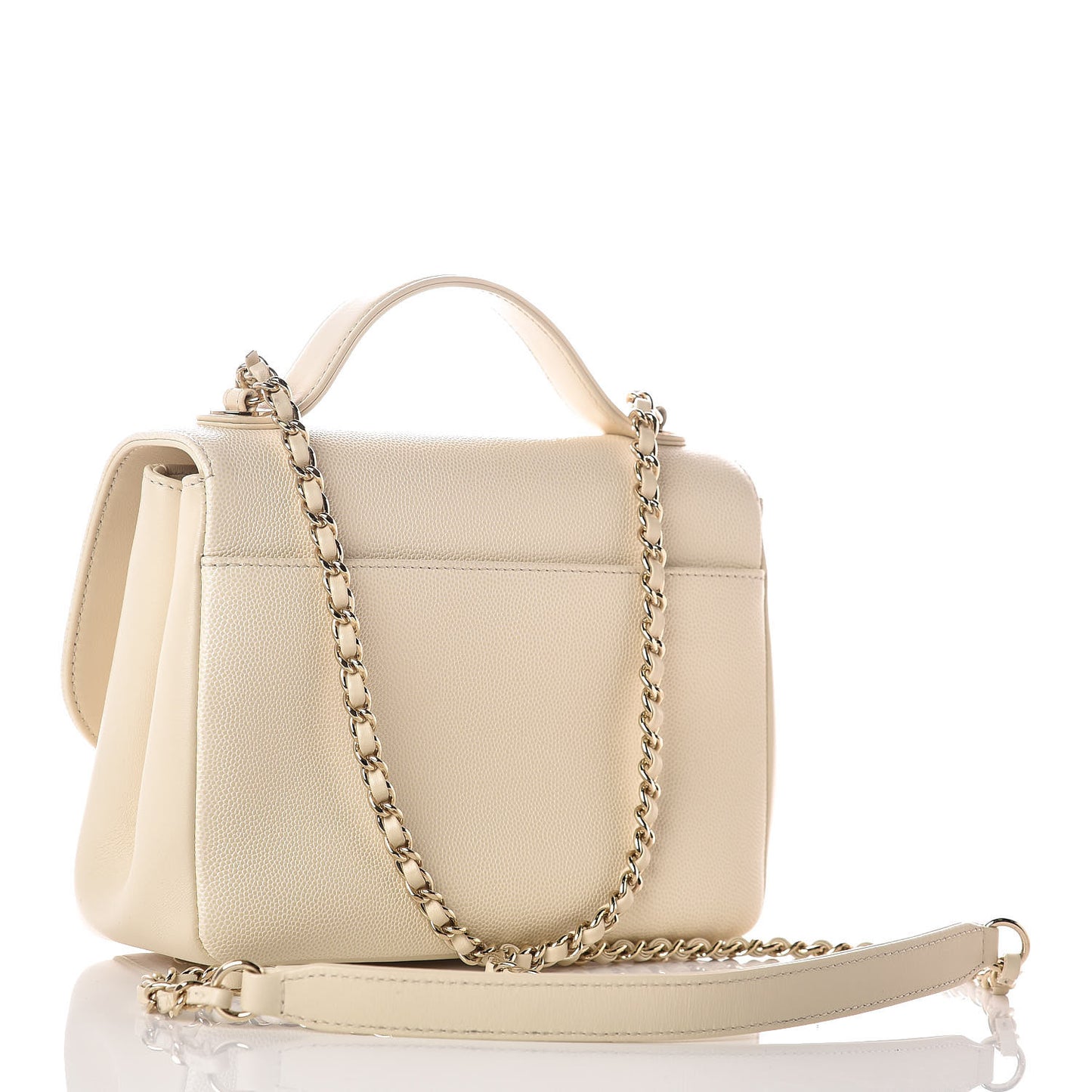 Caviar Quilted Small Business Affinity Flap White