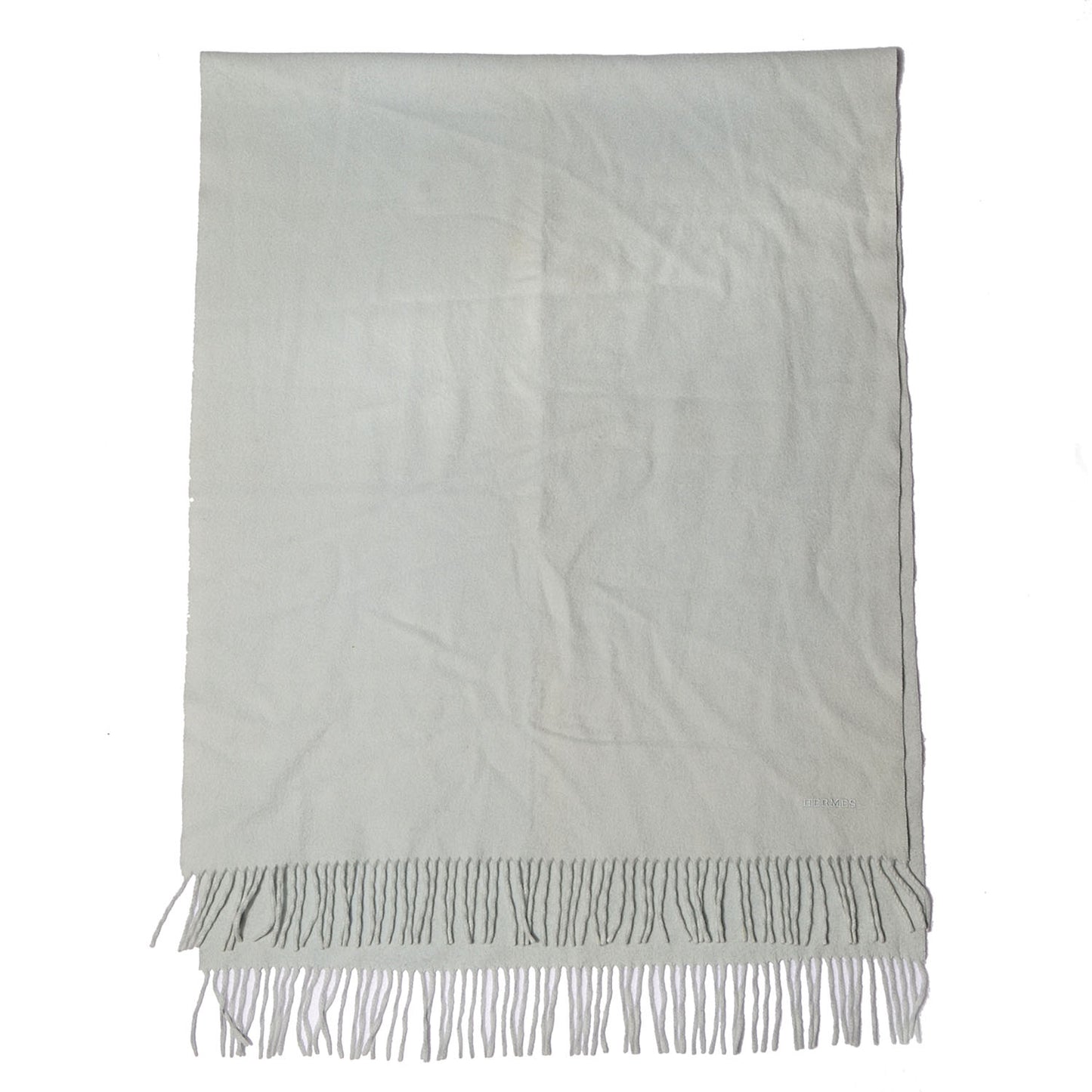 Solid Cashmere Fringe Scarf Light Bleu