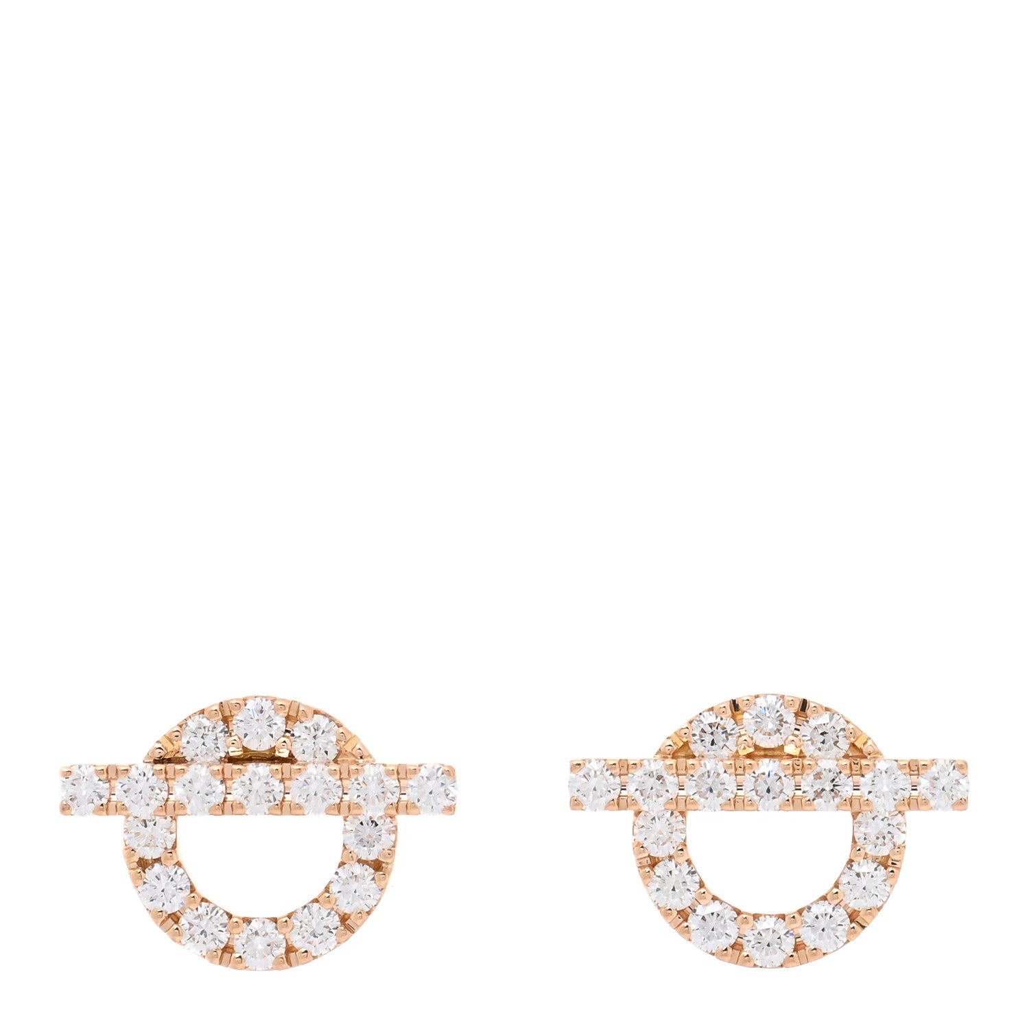 Hermes 18K Rose Gold Diamond Finesse Earrings 1 of 4
