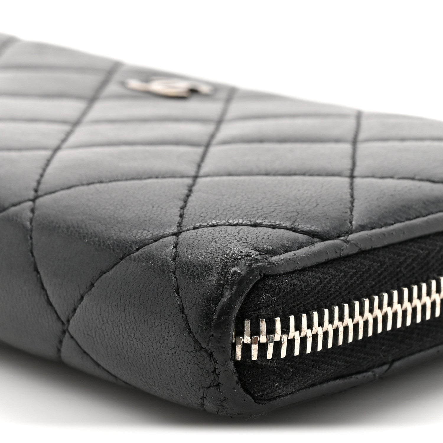 Chanel Lambskin Quilted Large Gusset Zip Around Wallet Black 10 of 11