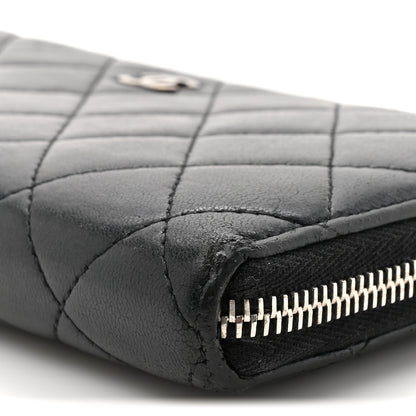 Chanel Lambskin Quilted Large Gusset Zip Around Wallet Black 10 of 11