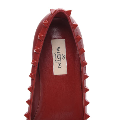 Valentino Garavani Calfskin Lacquered Monochrome Rockstud Ballerina Flats 38 Rosso Valentino 6 of 10