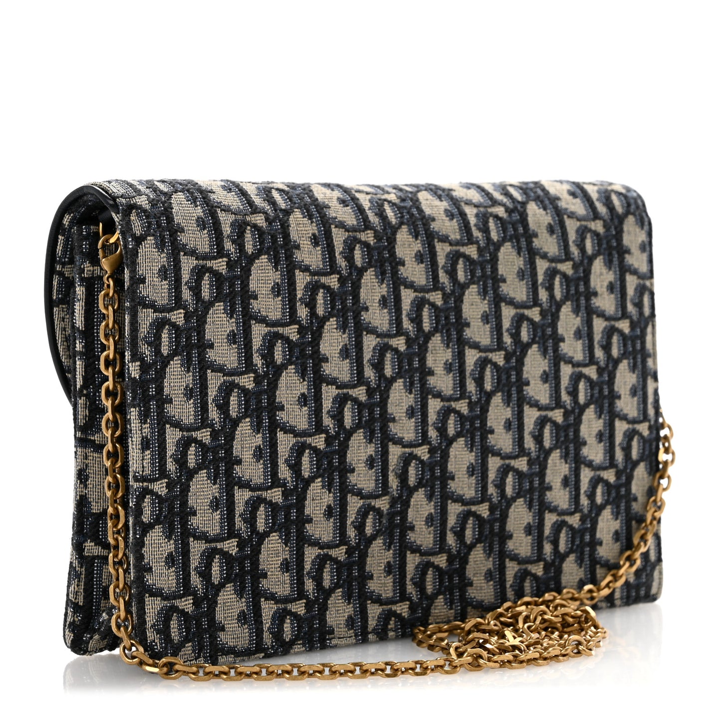 Oblique Saddle Chain Long Wallet Blue