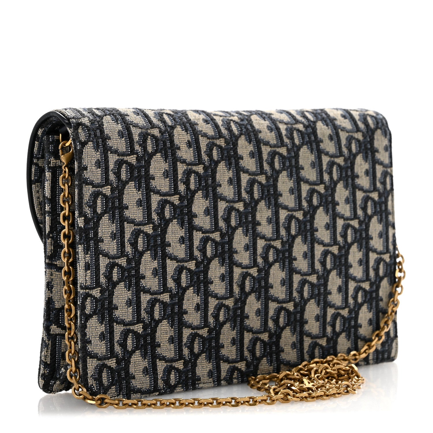 Christian Dior Oblique Saddle Chain Long Wallet Blue 3 of 14