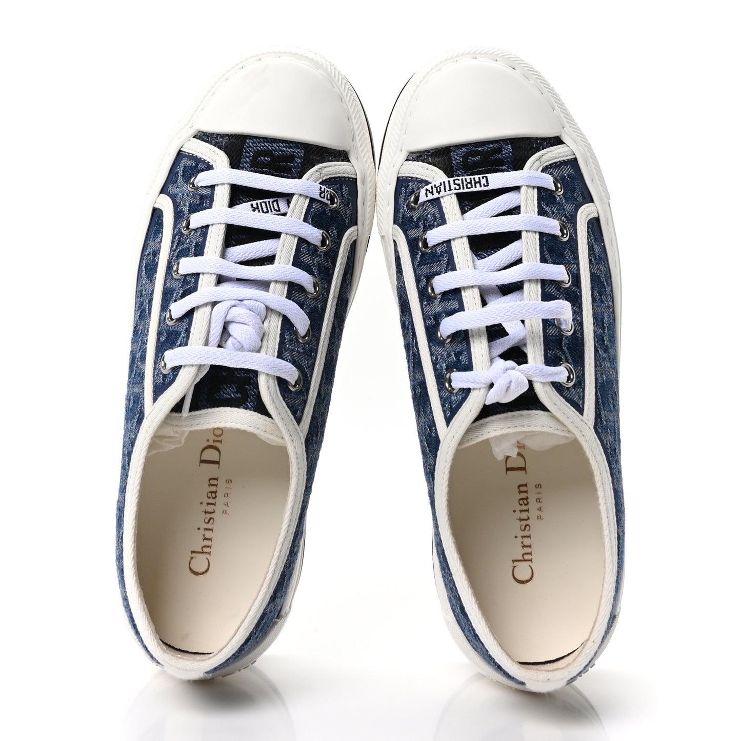 Denim Oblique Walk'N'Dior Low Top Sneakers 37.5 Blue