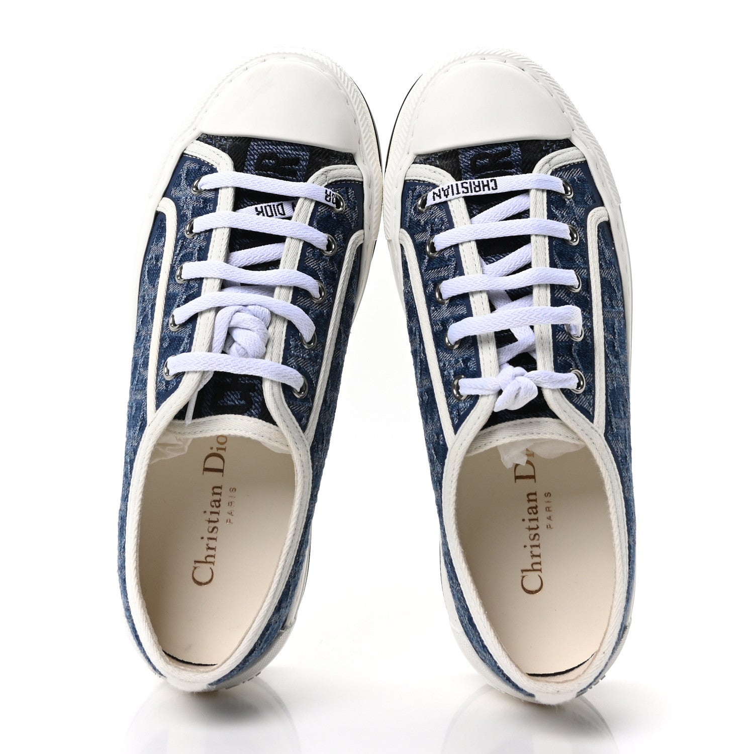 Christian Dior Denim Oblique Walk'N'Dior Low Top Sneakers 37.5 Blue 2 of 8
