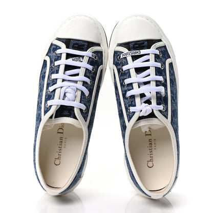 Christian Dior Denim Oblique Walk'N'Dior Low Top Sneakers 37.5 Blue 2 of 8