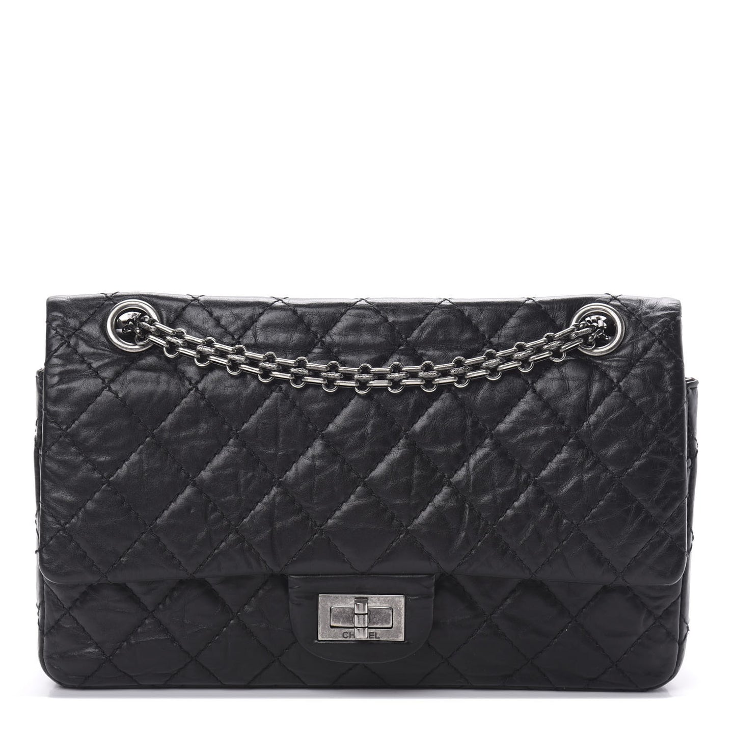 Aged Calfskin Quilted 2.55 Reissue 225 Flap Black