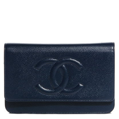 Chanel Caviar Timeless CC Wallet on Chain WOC Navy Blue 1 of 9