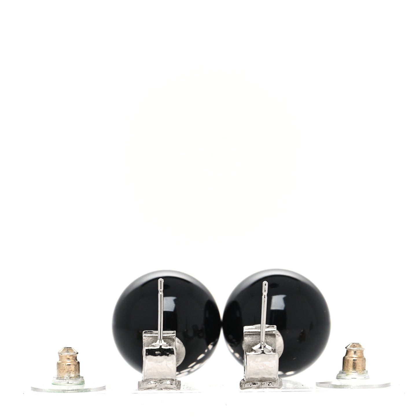 Resin Crystal CC Ball Drop Earrings Black