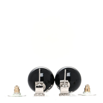 Chanel Resin Crystal CC Ball Drop Earrings Black 3 of 4
