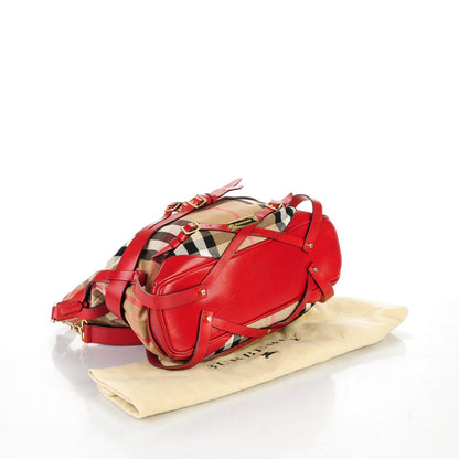 Burberry House Check Bridle Calfskin Medium Gosford Hobo Red 4 of 9
