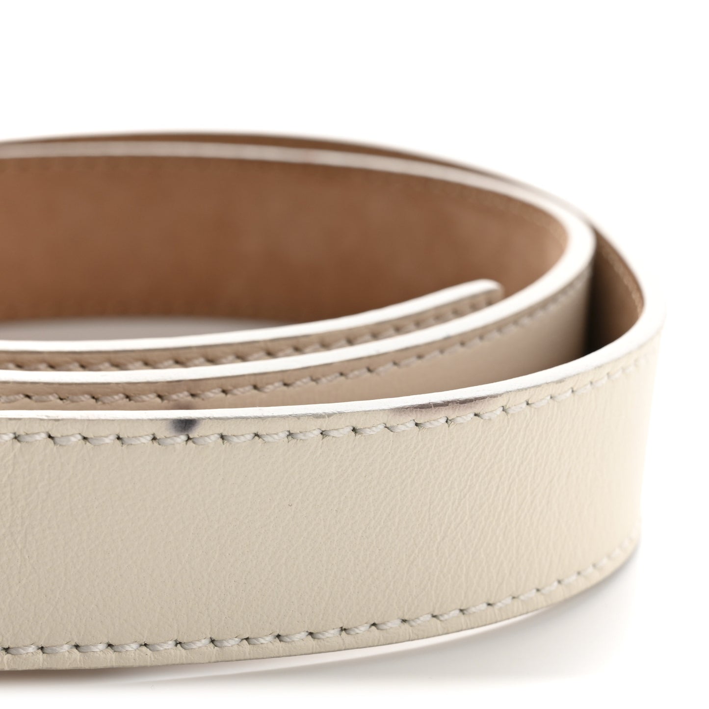 Calfskin Enamel  FF Belt 85 34  White