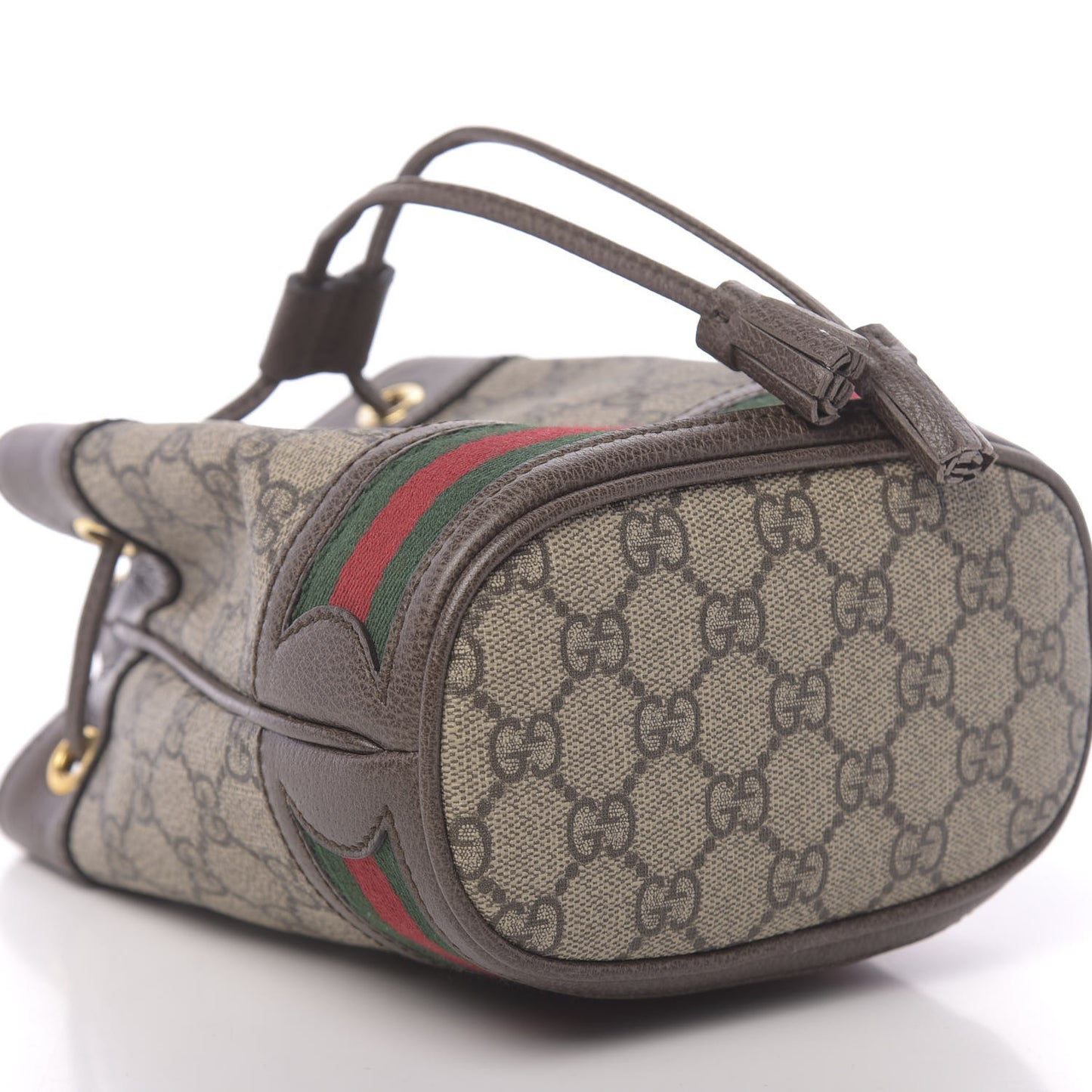 GG Supreme Monogram Web Mini Ophidia Bucket Bag Brown