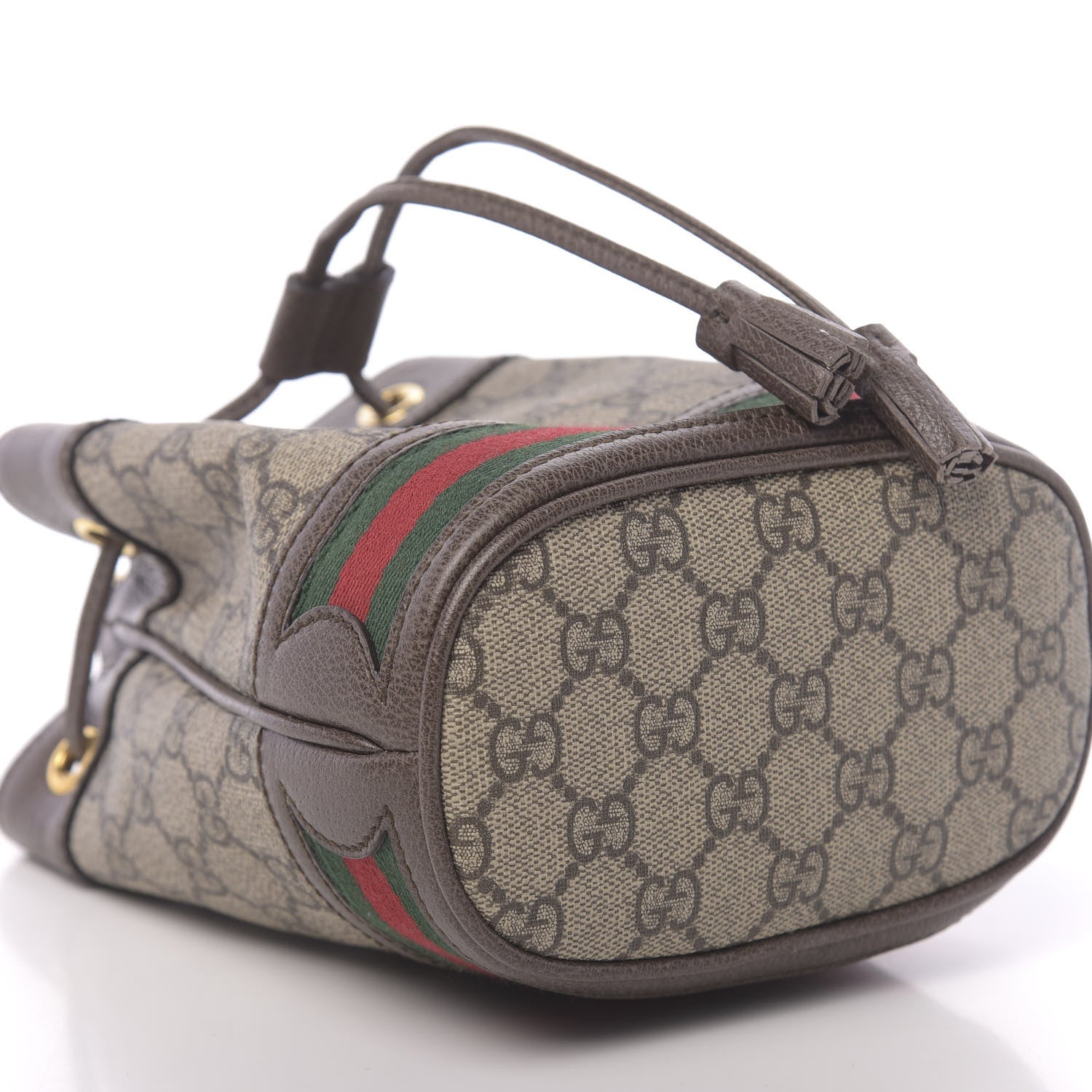 Gucci GG Supreme Monogram Web Mini Ophidia Bucket Bag Brown 8 of 9