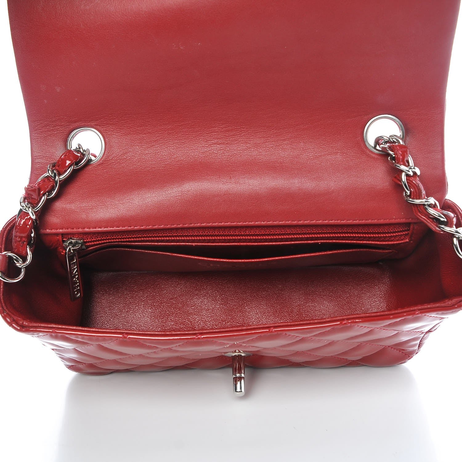 Chanel Patent Calfskin Quilted Mini Rectangular Flap Red 5 of 7