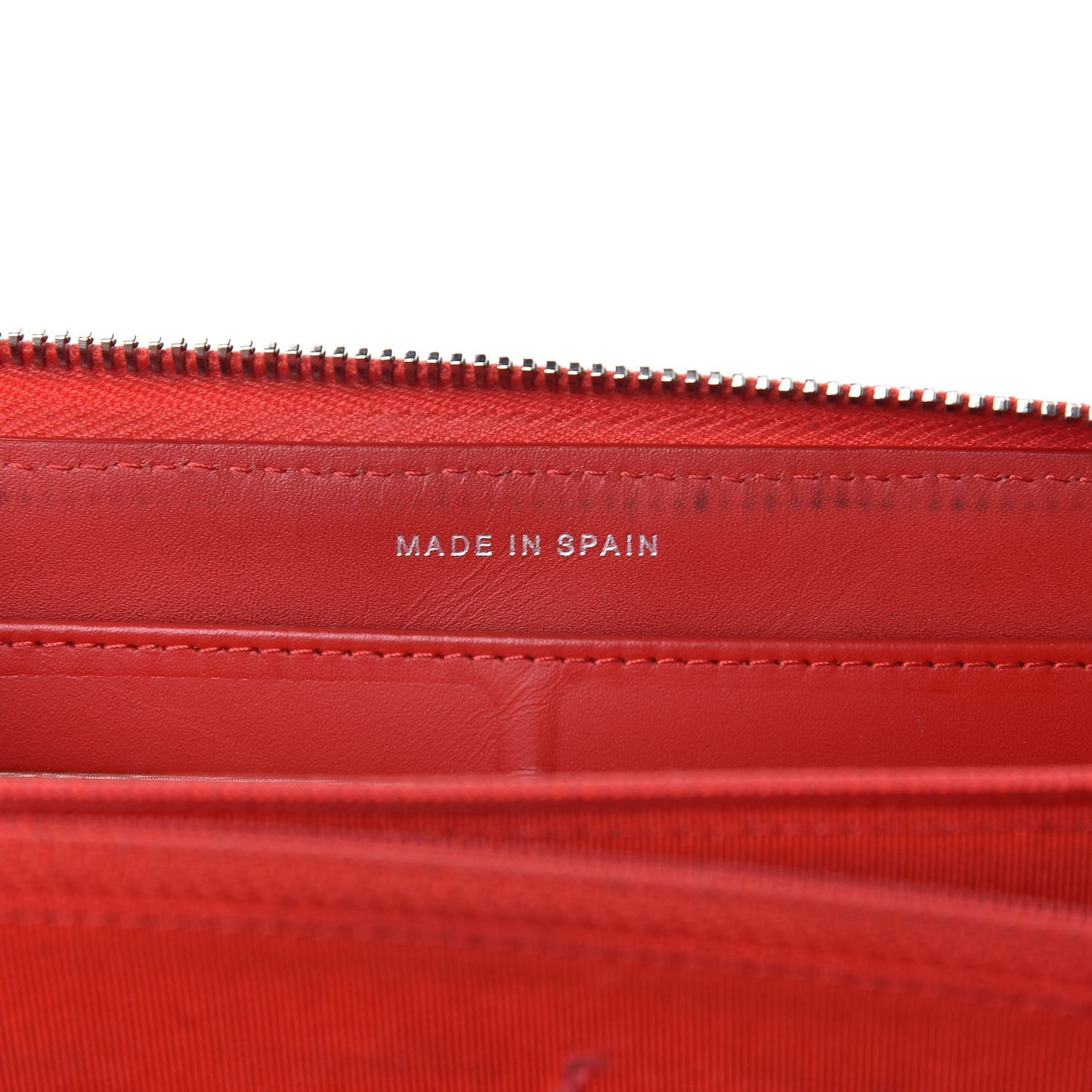 Patent Quilted Double Stitched Zip Around Wallet Red