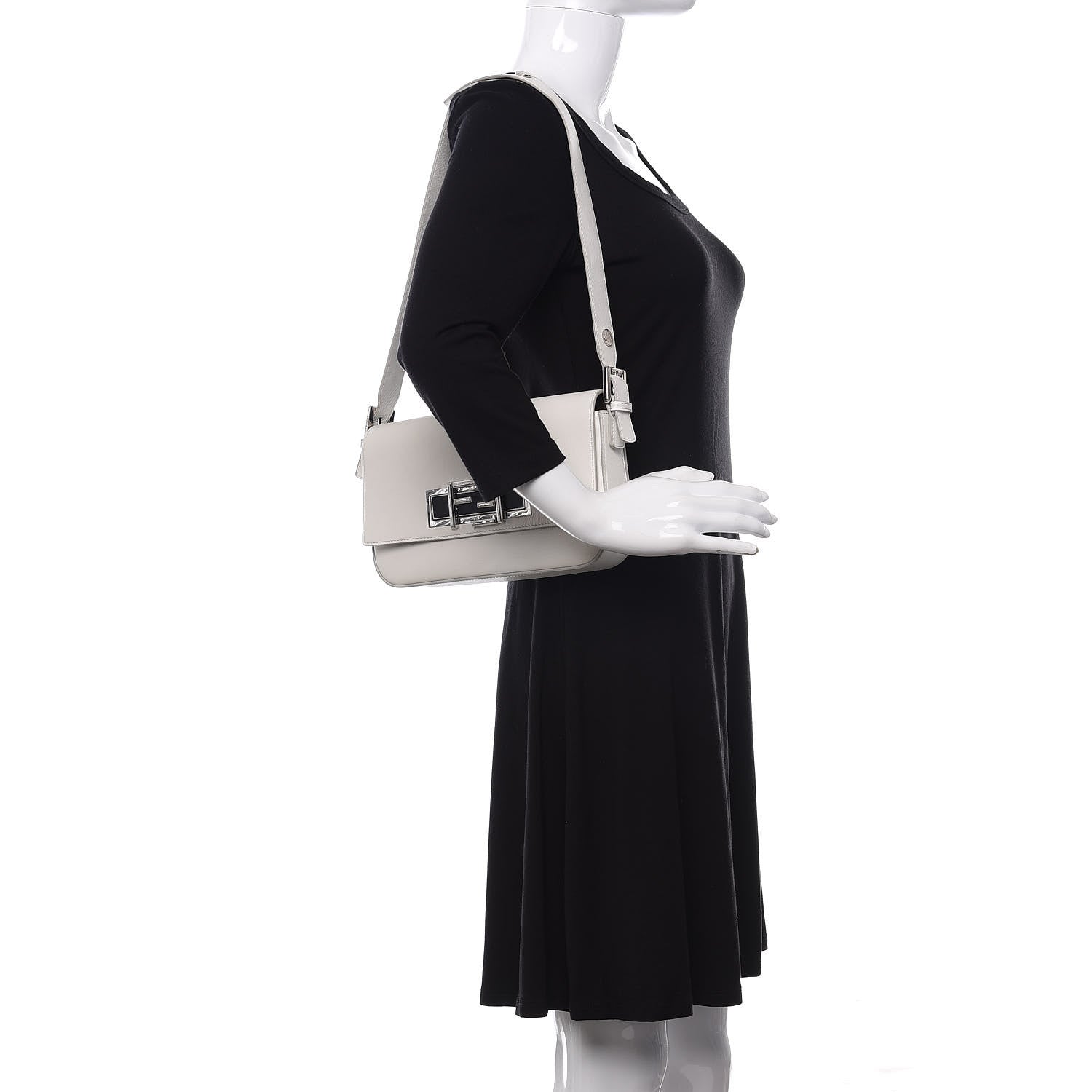 Fendi Vitello Dolce Bi-Color 3Baguette Shoulder Bag White Black 2 of 10
